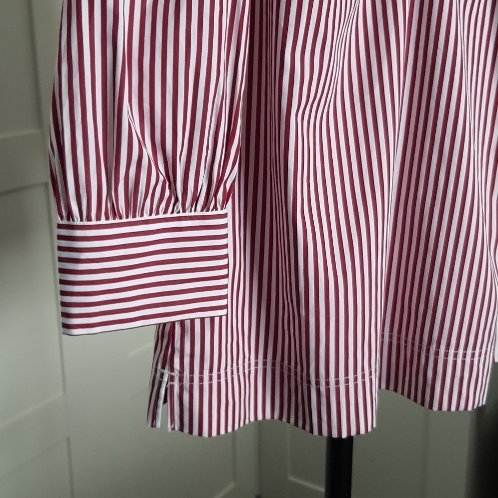 NWT J. Crew Striped Top Cotton Long Sleeve Cuffed Red White Stripe - Picture 4 of 10